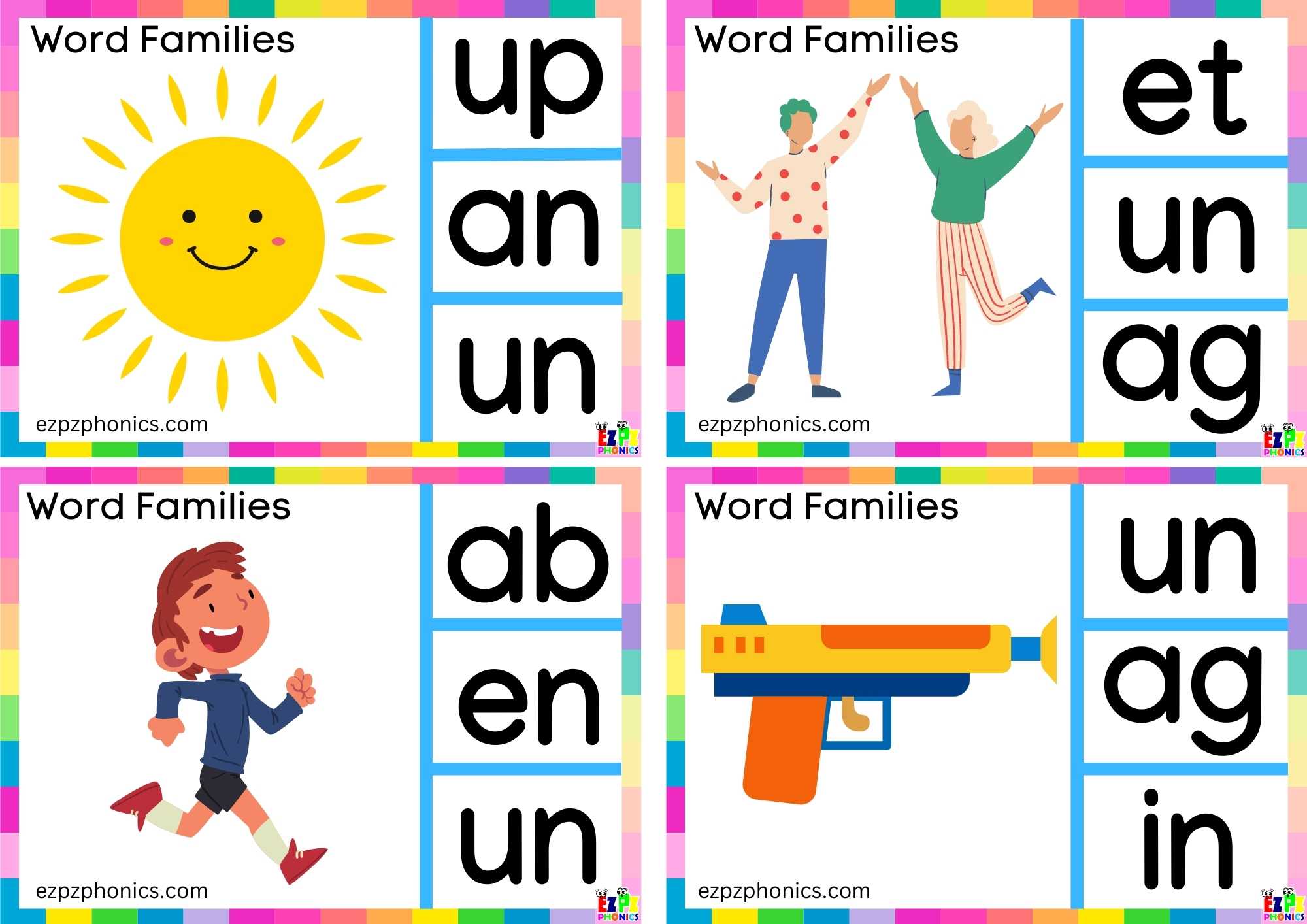 Look at the image and clip the correct letters Includes 7 clip cards Word family un